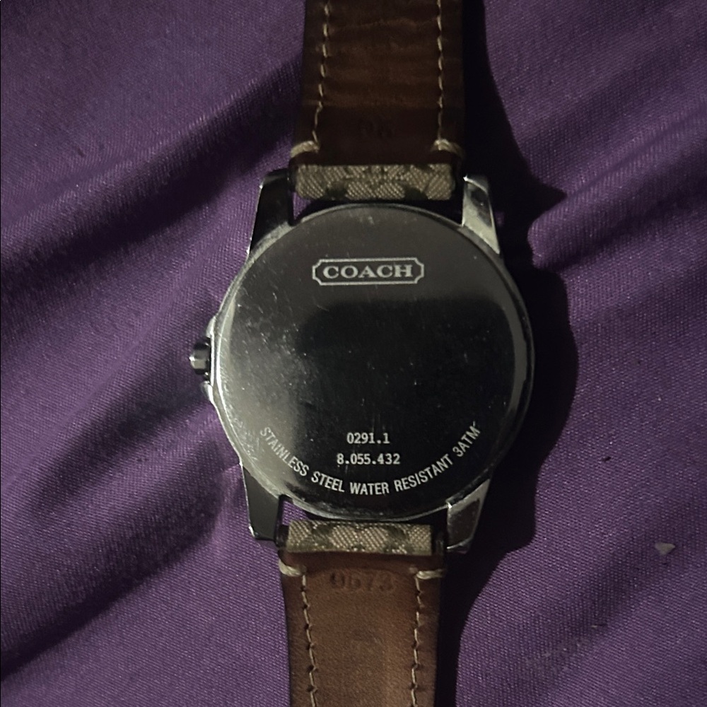 Coach Silver Dial With Brown Patterned Strap Watch - image 4